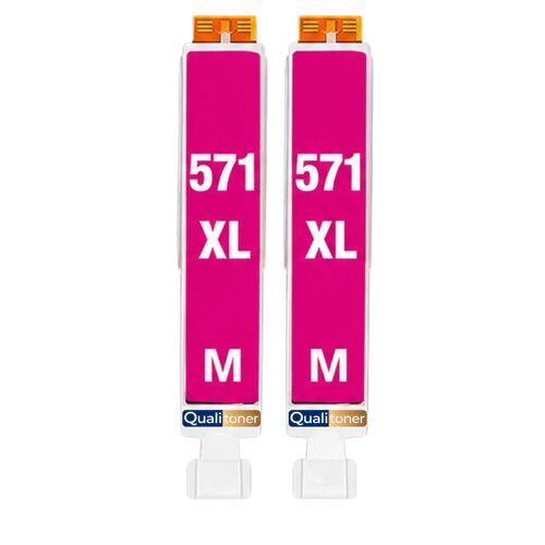 Pack 2 Cartouche CLI-571XL CLI 571XL compatible pour Canon Pixma MG5750 TS5050 Magenta Haute capacité avec puce 650 pages