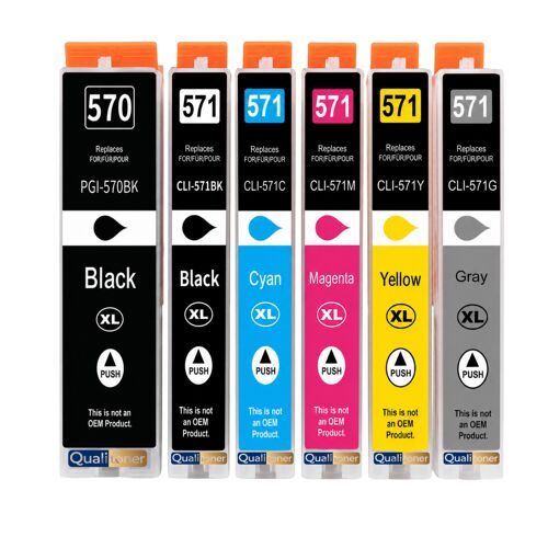 Pack 6 Cartouche CLI-571XL CLI 571XL compatible pour Canon Pixma MG5751 TS8050 Couleurs Haute capacité avec puce