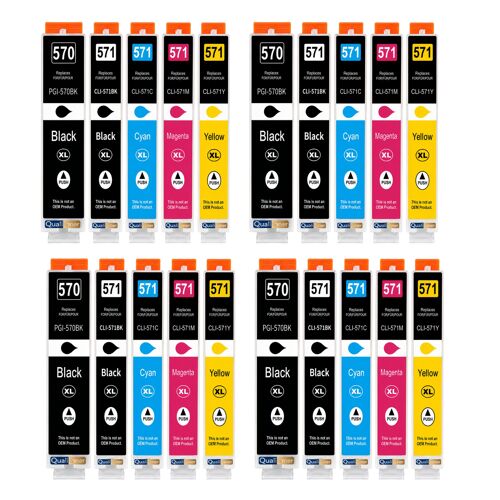Pack 20 Cartouche CLI-571XL CLI 571XL compatible pour Canon Pixma MG5750 TS5050 Couleurs Haute capacité avec puce