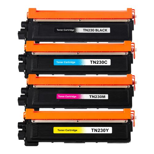 TN230 TN-230BK TN-230C TN-230M TN-230Y Pack 4 Toners compatibles Brother DCP9010CN HL3040CN HL3070CW MFC9320CW avec puce