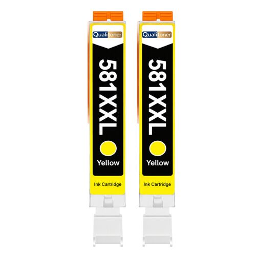 Pack 2 Cartouche CLI-581XXL CLI 581 XXL compatible pour Canon Jaune Haute capacité avec puce 830 pages