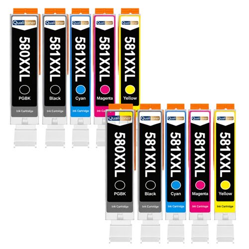 Pack 10 Cartouche CLI-581XXL CLI 581 XXL compatible pour Canon Multicolore Haute capacité avec puce