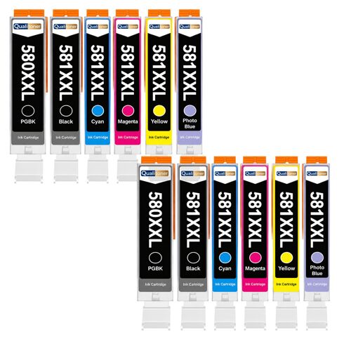 Pack 12 Cartouche CLI-581XXL CLI 581 XXL compatible pour Canon Multicolore Haute capacité avec puce