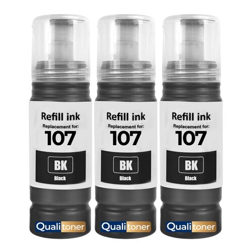 compatible pour Epson C13T09B140 107 noire haute capacité 3600 pages pack 3 x 70 ml