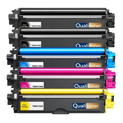 TN241 TN242 TN245 TN246 Pack 5 Cartouches 2 Noirs Cyan Magenta Jaune compatibles pour Brother avec puce haute capacité 2500 2200 pages
