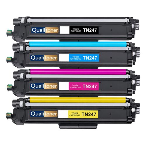 TN247 TN243 Pack 4 Cartouches Noir Cyan Magenta Jaune compatibles pour Brother haute capacité avec puce 3000 2300 pages lot complet