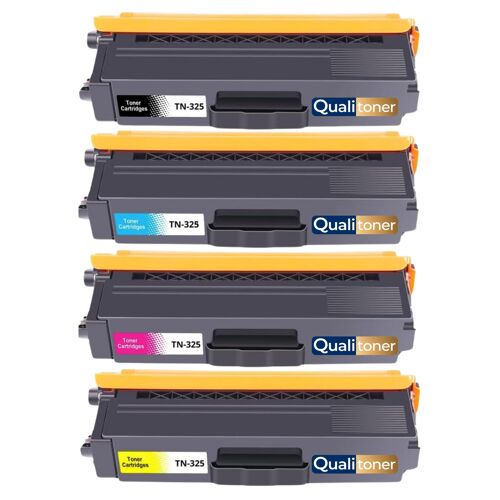TN320 TN-320 TN325 TN-325 Pack 4 Toners Noir Cyan Magenta Jaune compatibles Brother avec puce DCP 9055CDN HL 4140CN rendement 14500 pages