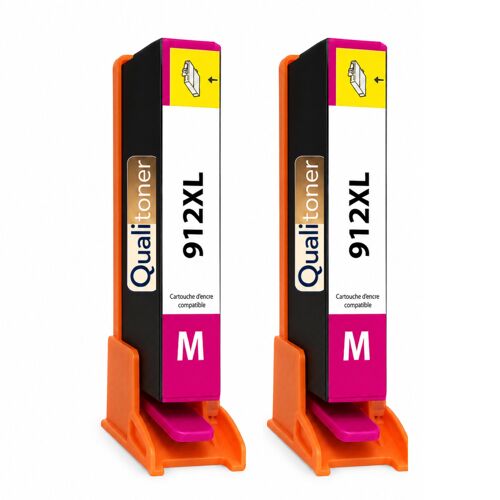 Pack 2 Cartouche 912XL 912 XL compatible pour HP OfficeJet 8010 8012 8015 Magenta Haute capacité avec puce résistante 825 pages