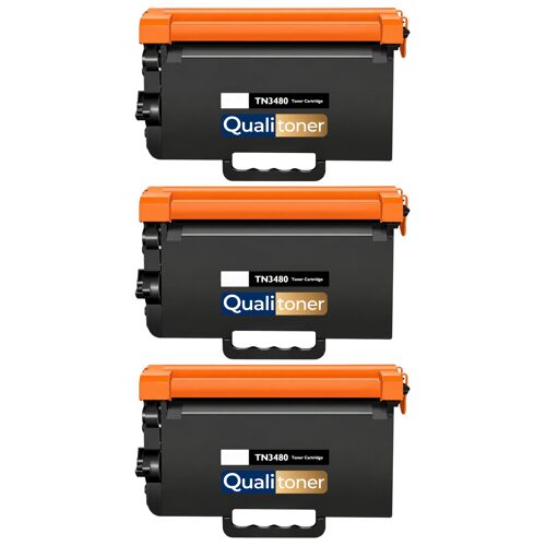 TN3430 TN3480 Lot de 3 Toners Noirs compatible pour Brother HL L5100DN DCP L5500DN Haute capacité avec puce 8000 pages