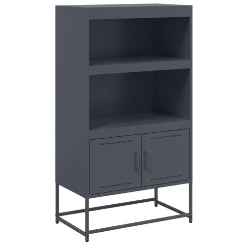 Buffet bahut commode armoire meuble de rangement organisateur cuisine salle de séjour salon haut 68,5 x 38,5 x 123,5 cm acier anthracite 02_0032206