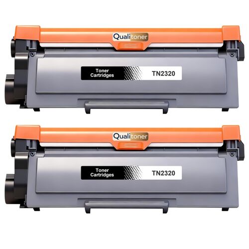 Pack 2 Toner TN2320 TN2310 compatible pour Brother Noir Haute capacité avec puce 2600 pages
