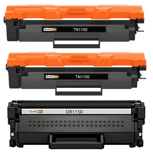 Pack 2 Toner + Tambour TN1150 TN 1150 TN-1150 DR1150 DR-1150 DR1150 compatible pour Brother Haute capacité avec puce