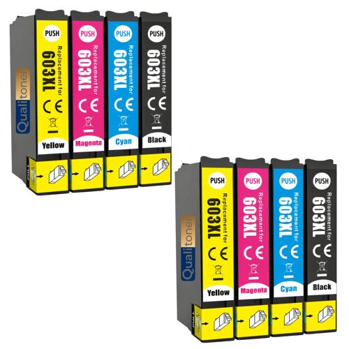 Pack de 10 Cartouches compatible pour Epson 603XL Noir et Couleurs Qualitoner
