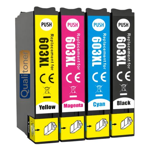 Pack de 4 Cartouches compatible pour Epson 603XL Noir et Couleurs Qualitoner