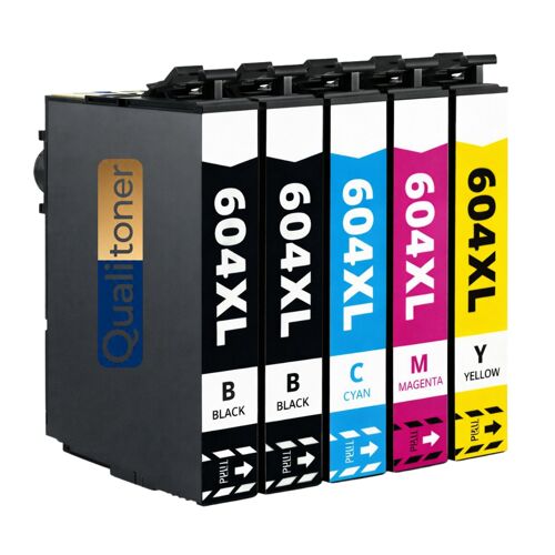 Pack de 5 Cartouches compatible pour Epson 604XL Noir et Couleurs Qualitoner