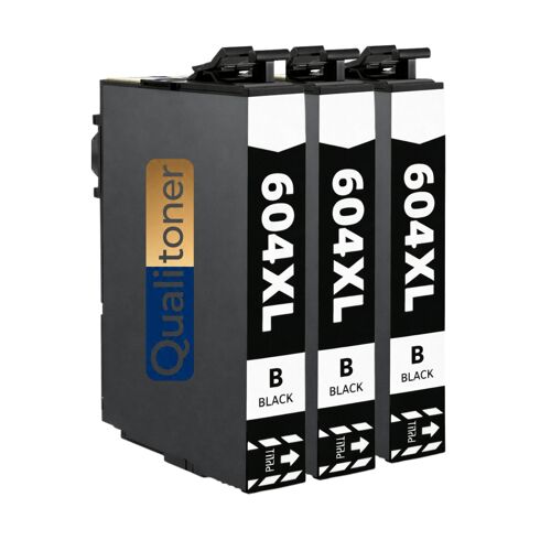Pack de 3 Cartouches compatible pour Epson 604XL Noir Qualitoner
