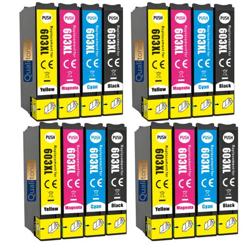 Pack de 20 Cartouches compatible pour Epson 603XL Noir et Couleurs Qualitoner