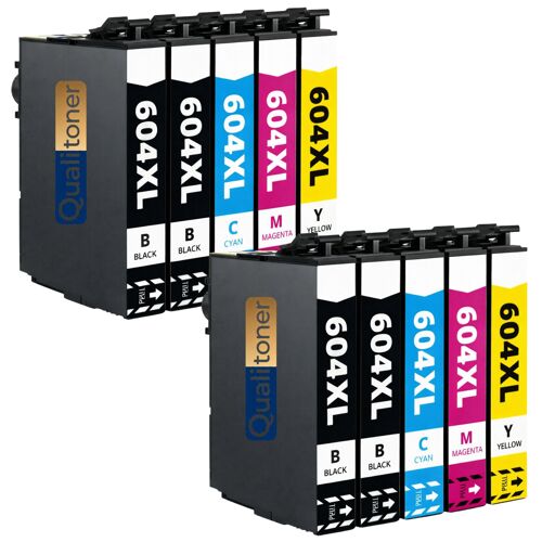 Pack de 10 Cartouches compatible pour Epson 604XL Noir et Couleurs Qualitoner