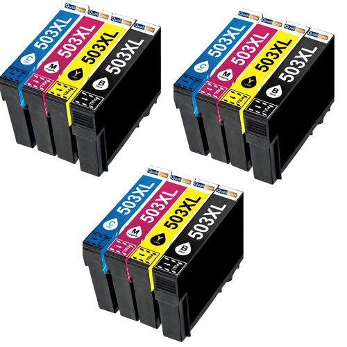Pack de 12 Cartouches compatible pour Epson 503XL Noir et Couleurs