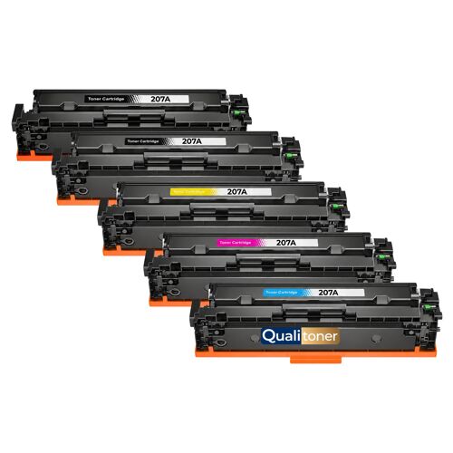 W2210A W2211A W2212A W2213A pack 5 toners compatibles HP M255 M282 M283 Noirs et Couleurs avec puces haute capacité rendement standard