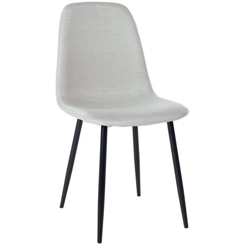 Chaise de salle à manger x1 design simple avec pieds en métal noir assise en tissu crème 10_0002071