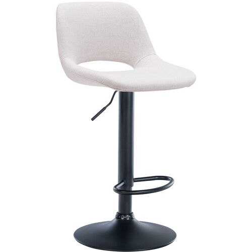 Tabouret de bar chaise haute x1 avec repose-pieds en tissu crème piètement métallique noir 10_0004614