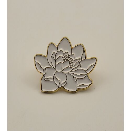Pin'S Fleur De Lotus Blanc Émaillé