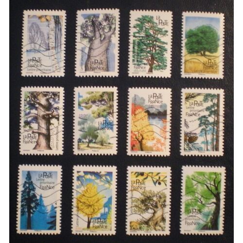 Les Arbres Remarquables - Série Complète De 12 Timbres Oblitérés - France - Année 2018