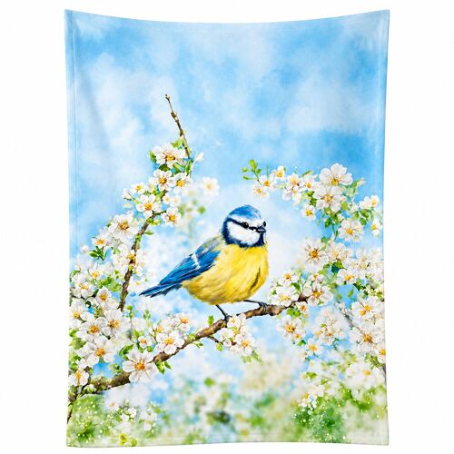 Torchon Coton Mésange Bleue 70 X 50 Cm