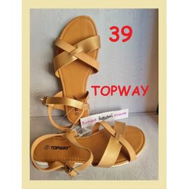 Neuf - Sandales - Nu-Pieds - Topway - 39 -  Plates - Légères - À Brides Croisées