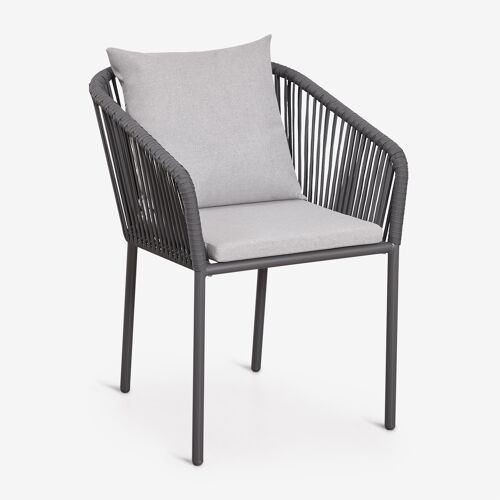 Chaise de salle à manger avec accoudoirs en corde tressée Arhiza Classic Gris Graphite
