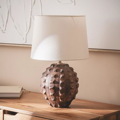 Lampe À Poser Bois Samesh Ii Iluzzia Blanc