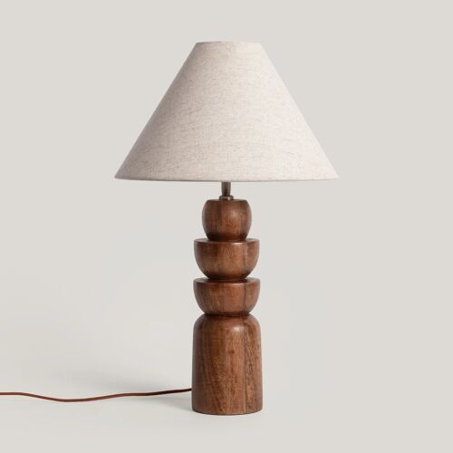 Lampe À Poser Bois Adah Iluzzia Beige