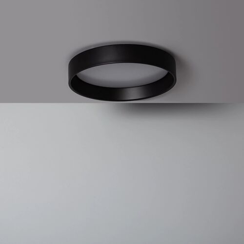 Plafonnier Led Rond 20w Métal Ø450 Mm Noir Design 3000k Blanc Chaud
