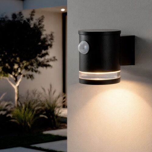 Applique Murale Extérieure Solaire Led Aluminium Avec Détecteur De Mouvement Mini Draco Noir