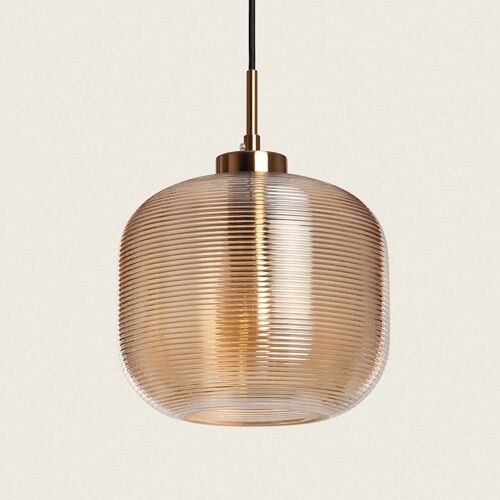 Suspension Métal Et Verre Beryl Gris Fumée