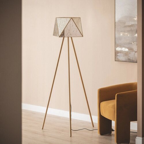 Lampadaire Métal Et Verre Mattina Doré