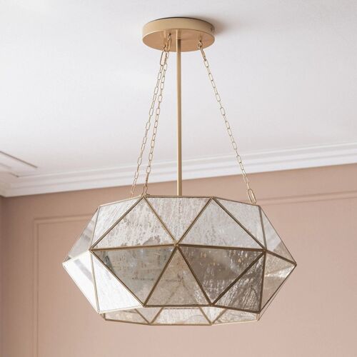 Suspension Métal Et Verre Octagon Doré