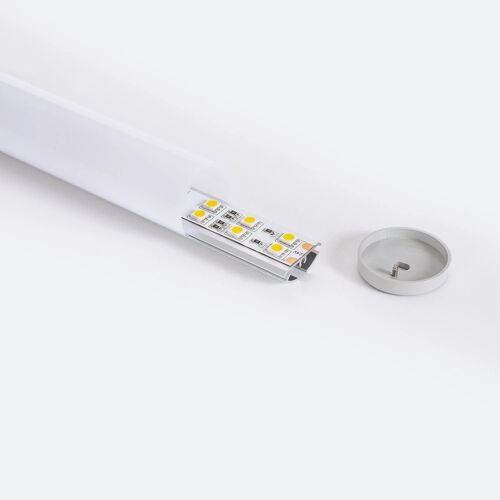 Profilé Aluminium Suspendu Rond 2 M Pour Rubans Led Jusqu'à 16 Mm Aluminium 2 M Blanc Translucide