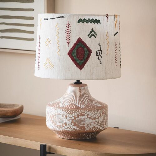 Lampe À Poser En Tissu Et Céramique Agra Multicolore