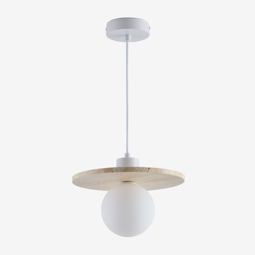 Lampe suspendue Ø25 cm en travertin avec boule en cristal Davise