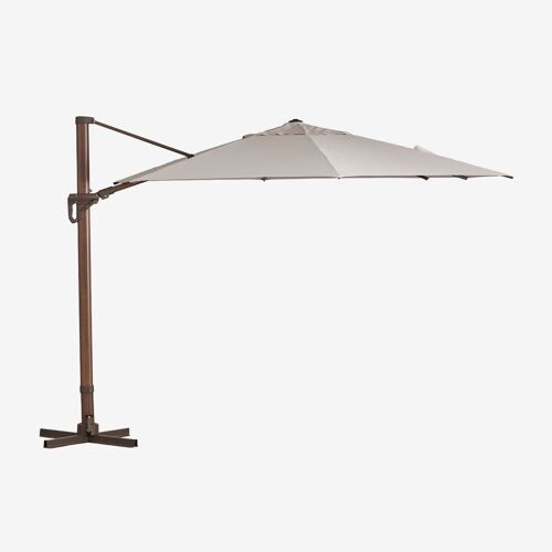 Parasol 290 Cm En Tissu Et Aluminium Cannes Beige Nude - Bois Foncé