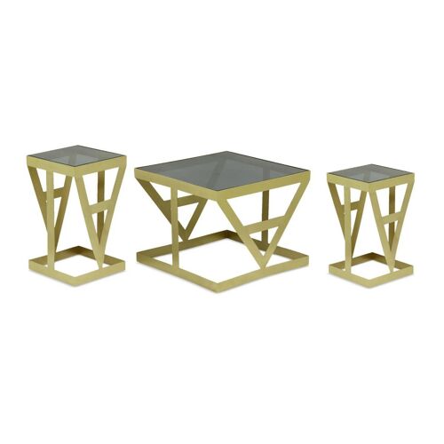 Lot de 3 Tables d'Appoint "Zelys" 63cm Or