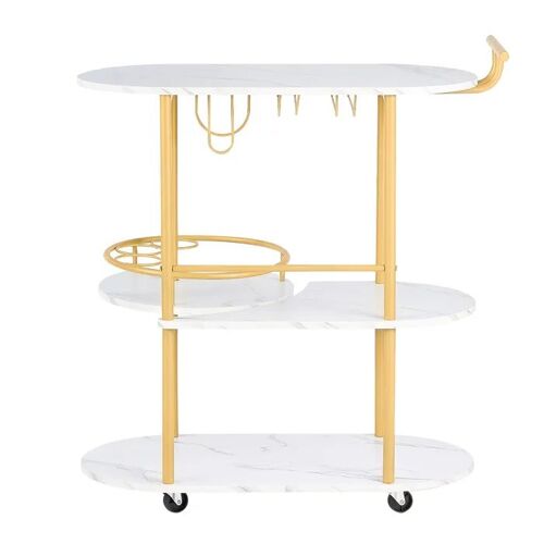 Chariot de Service Polyvalent-Duoku-pour le Rangement Des Vins, Ustensiles et Boissons, Structure Métallique, 3 Niveaux