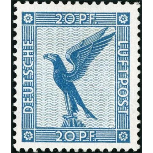 Allemagne, Rép. De Weimar 1926, Beau Timbre De Poste Aérienne Yvert 30, Aigle Impérial Stylisé, 20pf. Bleu Gris, Neuf*.