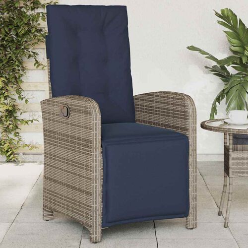 Vidaxl Chaise Inclinable De Jardin Et Repose-Pied Gris Résine Tressée