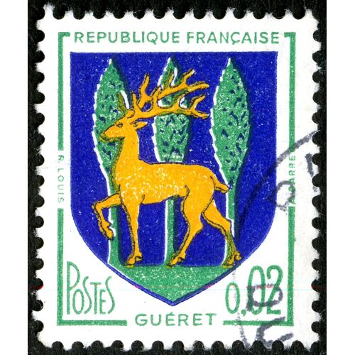 Timbre Oblitéré République Française , Guéret , Postes , 0.02