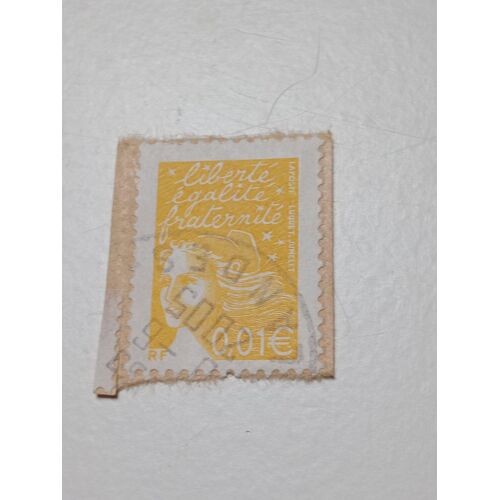 Timbre France Oblitéré 0,01 Yvert N° 3443 Marianne De Luquet Jaune De 2002 R