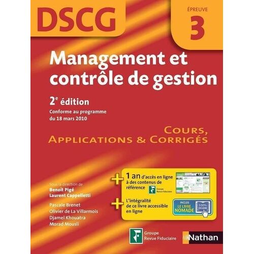 Management Et Contrôle De Gestion Dscg 3 - Manuel, Applications & Corrigés