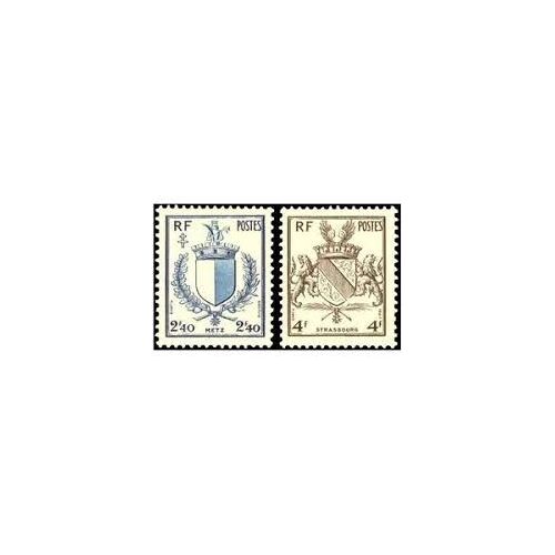 Armoiries : Libération De Metz Et De Strasbourg La Paire Année 1945 N° 734 735 Yvert Et Tellier Luxe